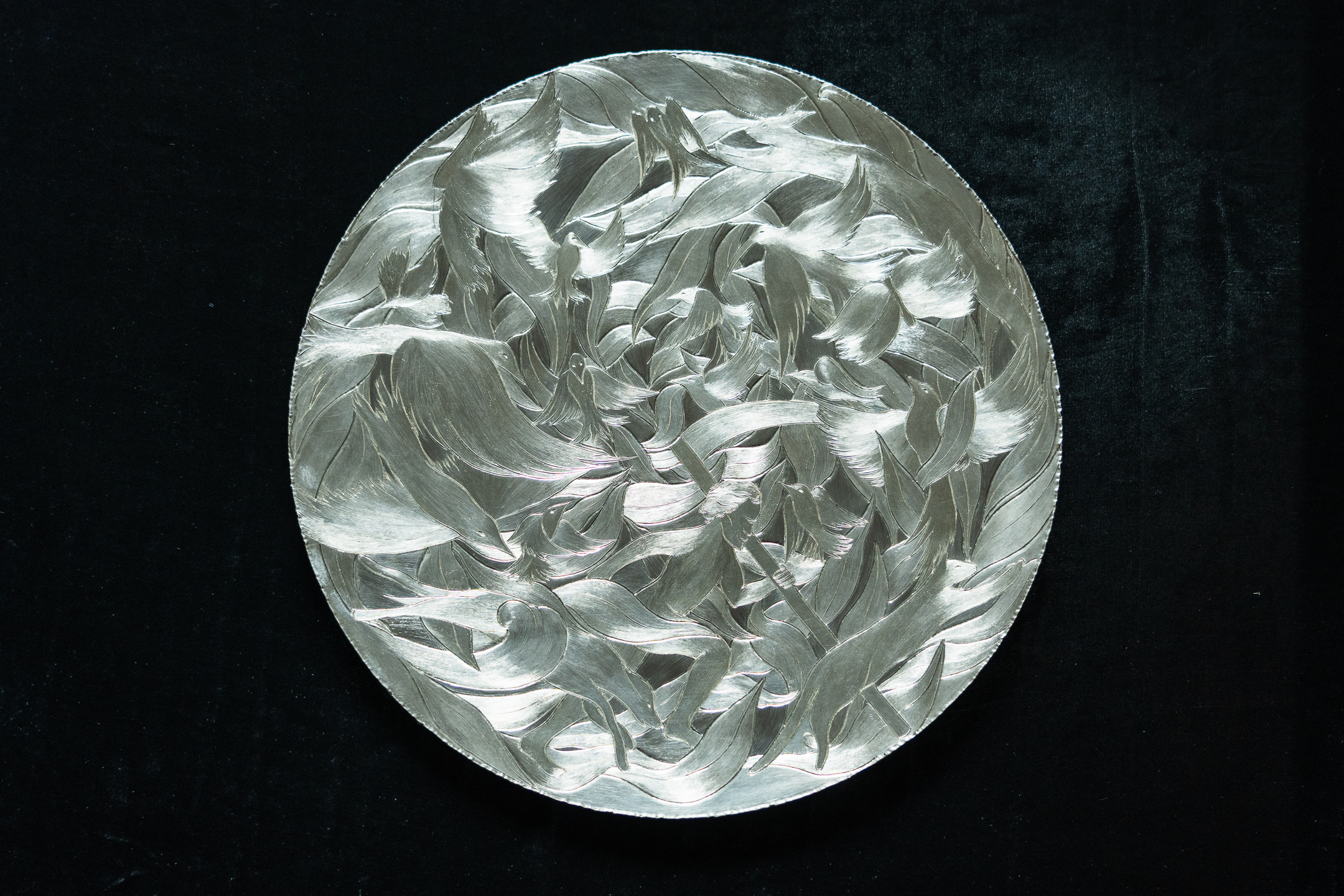 Engraved Circular Silver Centrepiece